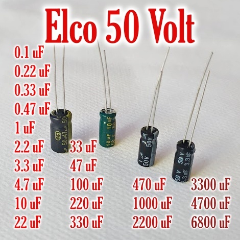 50Pcs Elco 50V 0.1uF 0.22uF 0.33uF 0.47uF 1uF 2.2uF 3.3uF 4.7uF 1 uF 22uF 33uF 47uF 100uF 220uF 330u