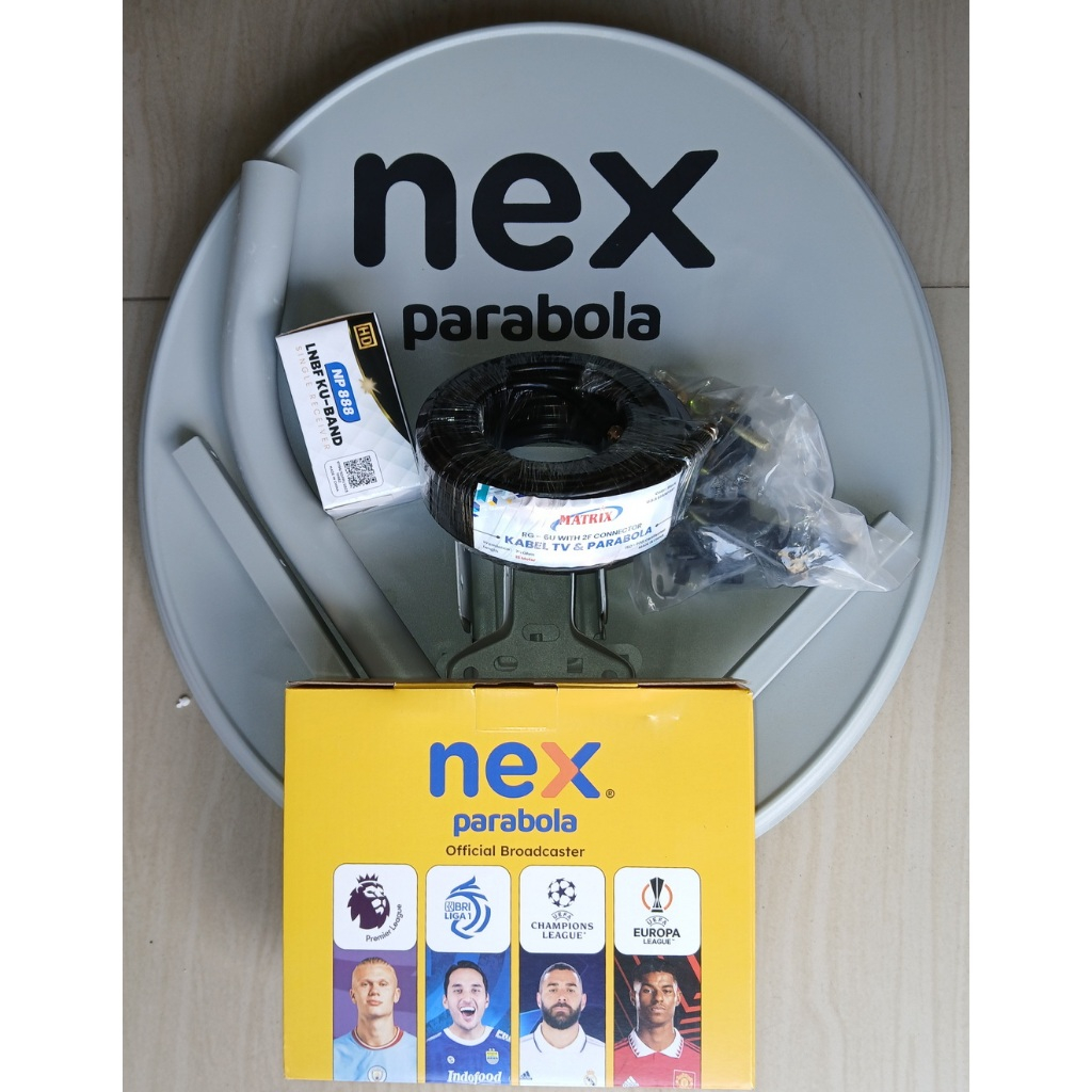 Satellite Receiver HD  Nex Parabola Kotak Kuning lengkap dengan Dish Solid Offset Diameter 45cm & LN