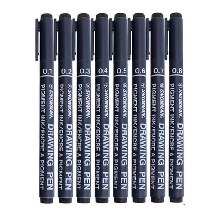 Drawing Pen Snowman Warna Tinta Hitam