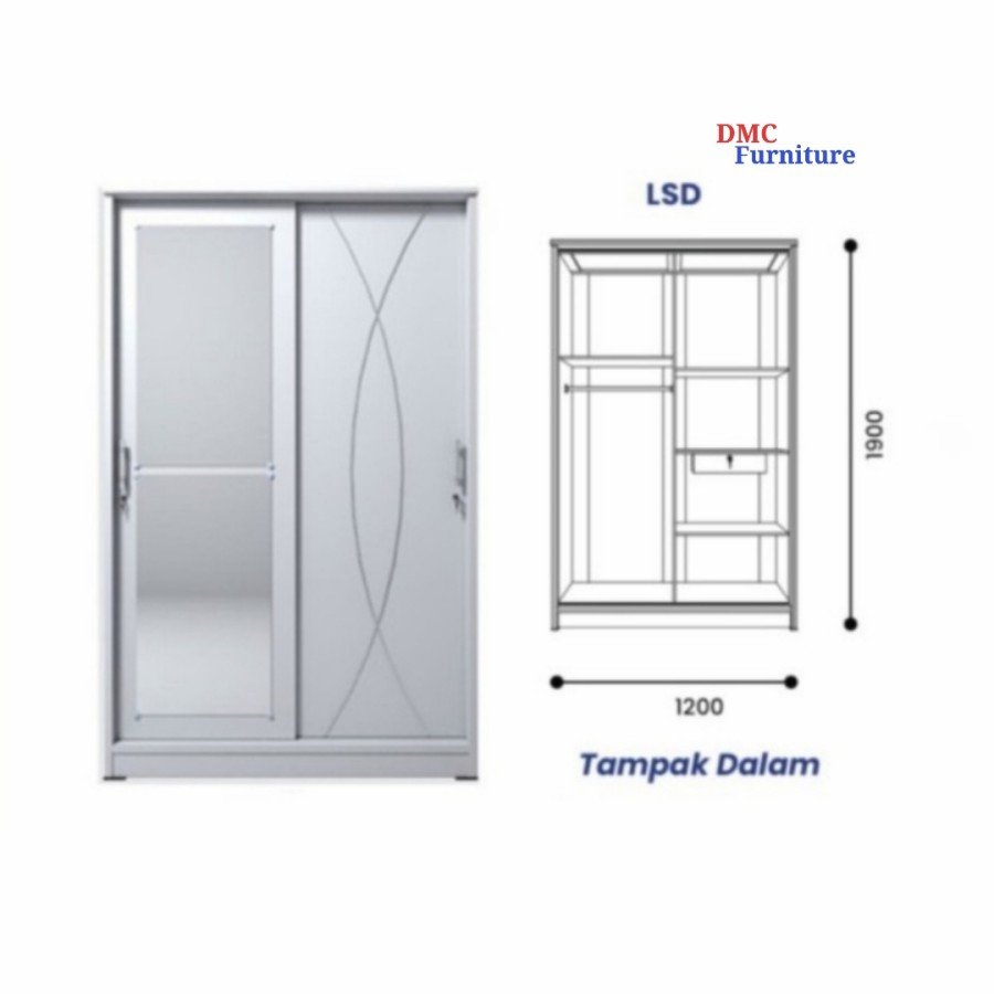 lemari baju sliding lemari pakaian sliding 2 pintu putih sld wynn