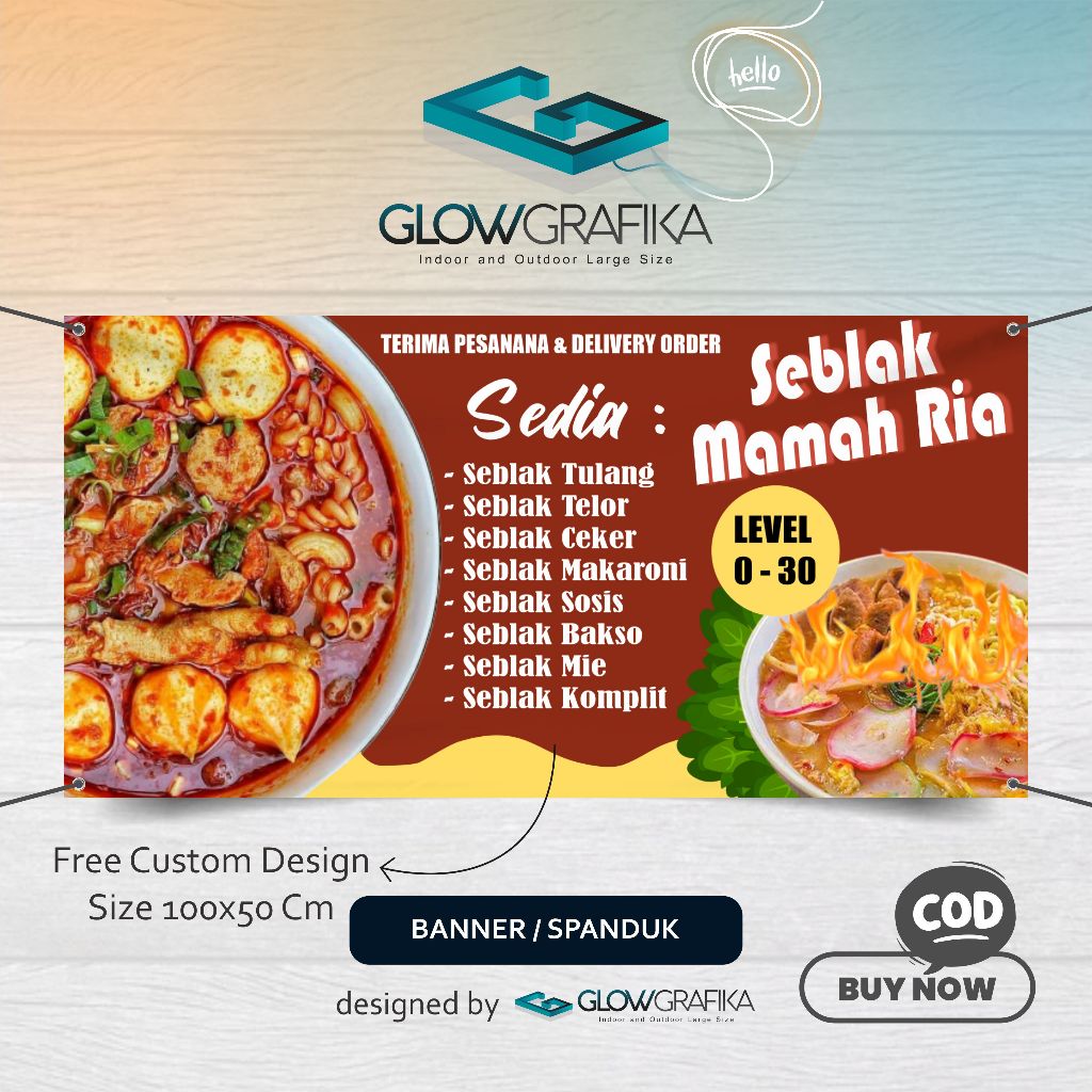 Cetak Spanduk Banner Seblak Custom Nama