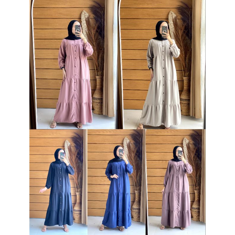 Dress Twill Polos Gamis Basic Rayon Twill Dress Jumbo