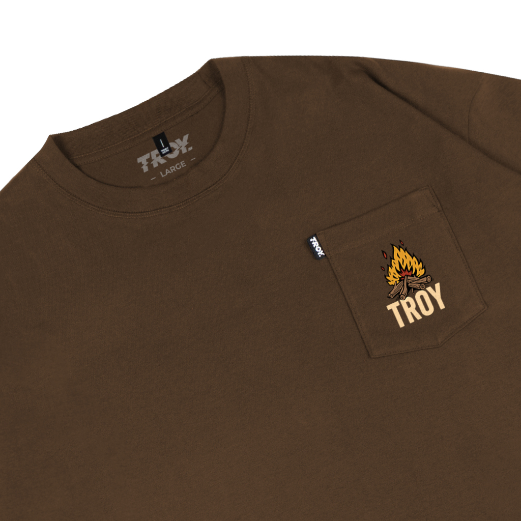 Troy Company T-shirt Pocket Boxy Oversize Toffe Bonfire - Kaos Coklat Toffe BK 2707