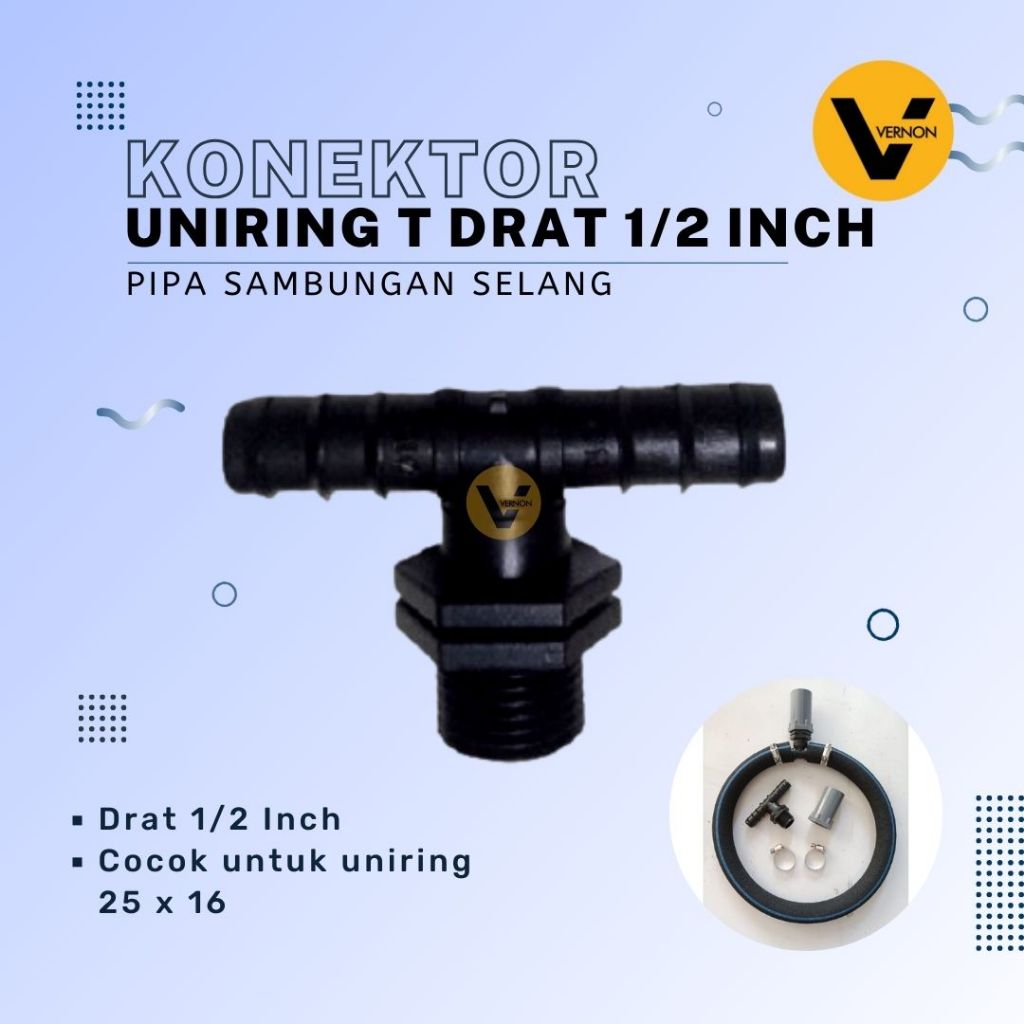Pipa Konektor Uniring T Drat Sambungan Selang T Drat 1/2 Inch Uniring Tee connector 16 x 1/2 inch