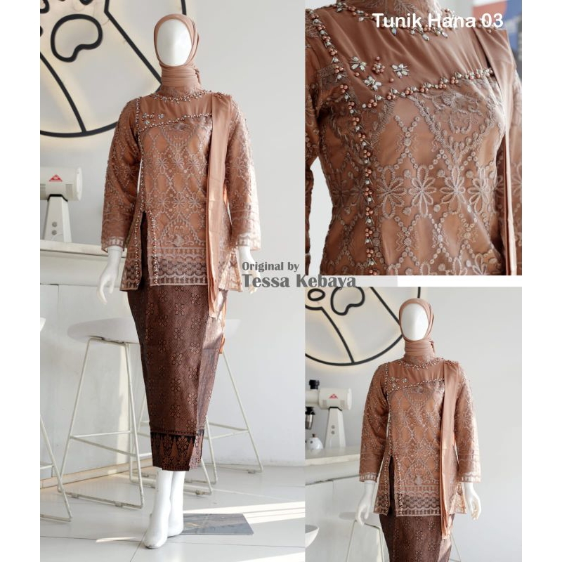 Set Kebaya Belah Tunik Hana/Bawahan Lilit Songket Jumbo/Kebaya Wisuda Modern/Kebaya Pesta Super Mewa