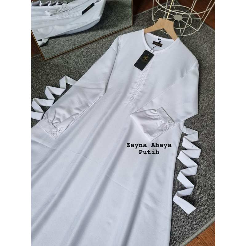 Zayna Abaya Allia Collection Gamis Putih Umroh Katun Toyobo Abaya Polos Gamis Kerja Hitam Putih Syar