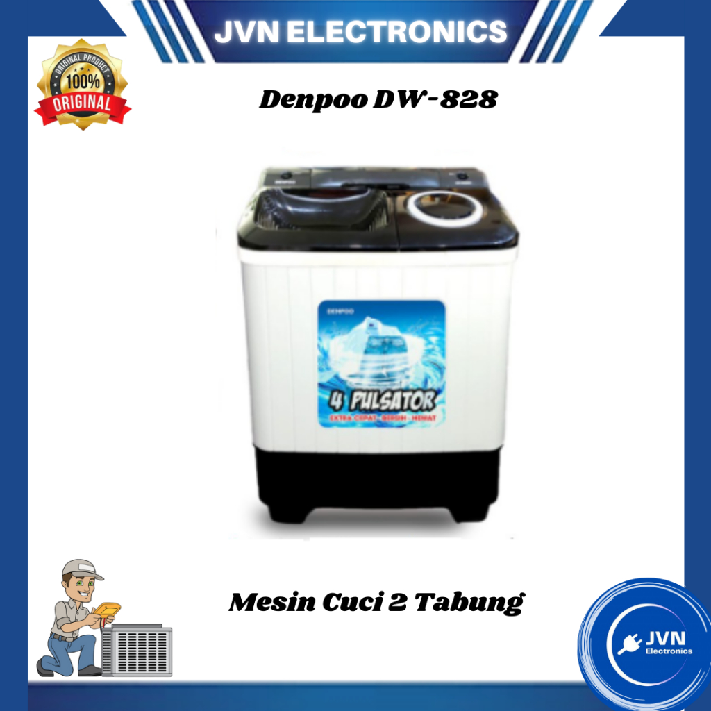 Mesin Cuci 2 Tabung Denpoo DW-828 8KG