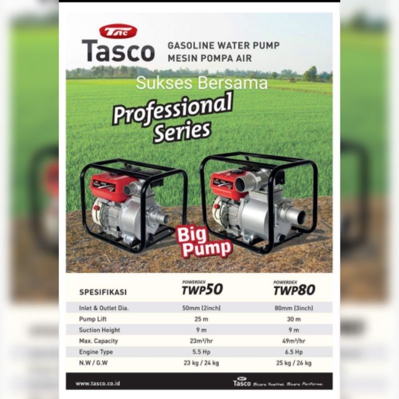 Gasoline Engine Waterpump Tasco TWP50 (2inch) TWP80 (3inch)