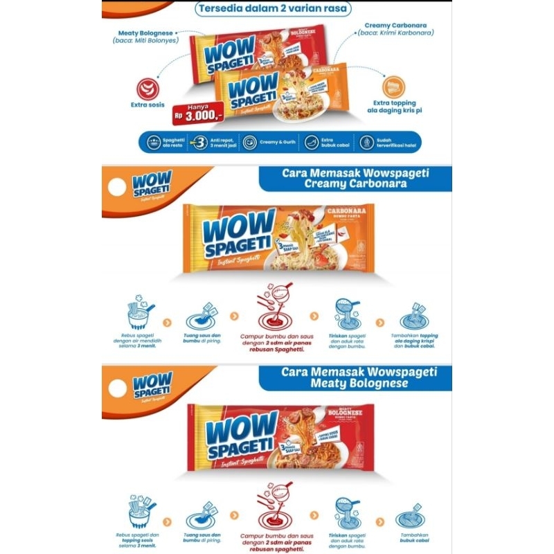 

PROMO !! WOW Spaghetti instant mayora Meaty Bolognese dan Carbonara