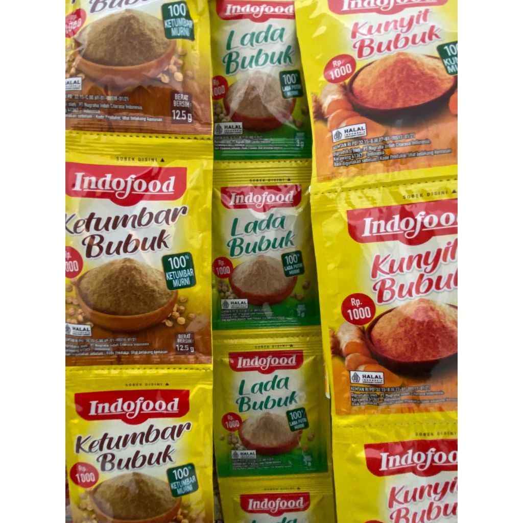 

Indofood Ketumbar, Lada, Kunyit Bubuk 12.5g