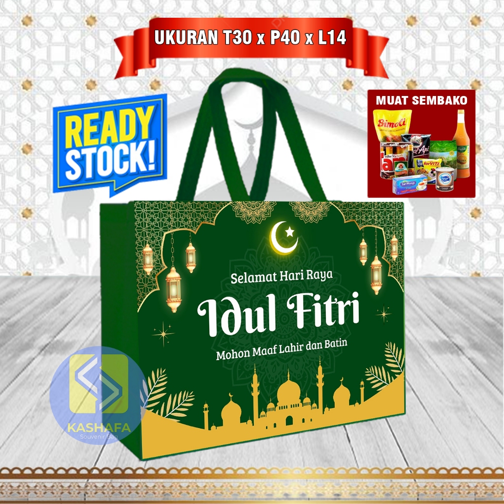 

READY STOK Tas Bingkisan Lebaran Tas Parcel Hari Raya Indul Fitri / Tas hampers Lebaran Idul Fitri Termurah / Tas lebaran Ukuran 30x40x14 Muat Kaleng,Sirup,dan Sembako / Tas Souvenir Lebaran Jumbo / Goodie Bag ramadhan / Bingkisan Hari Raya