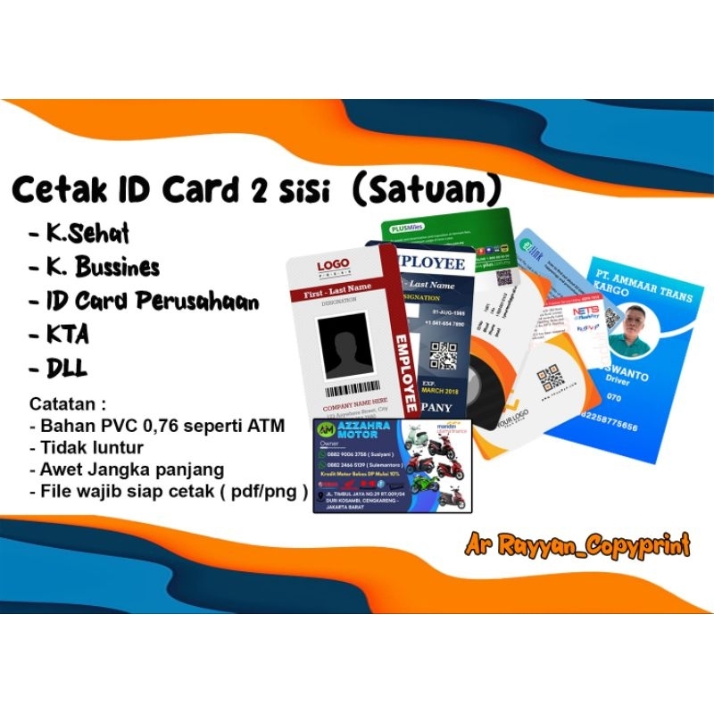 

PRINTING KARTU APA SAJA (BISA SATUAN) / PVC / 2 sisi / MURAH