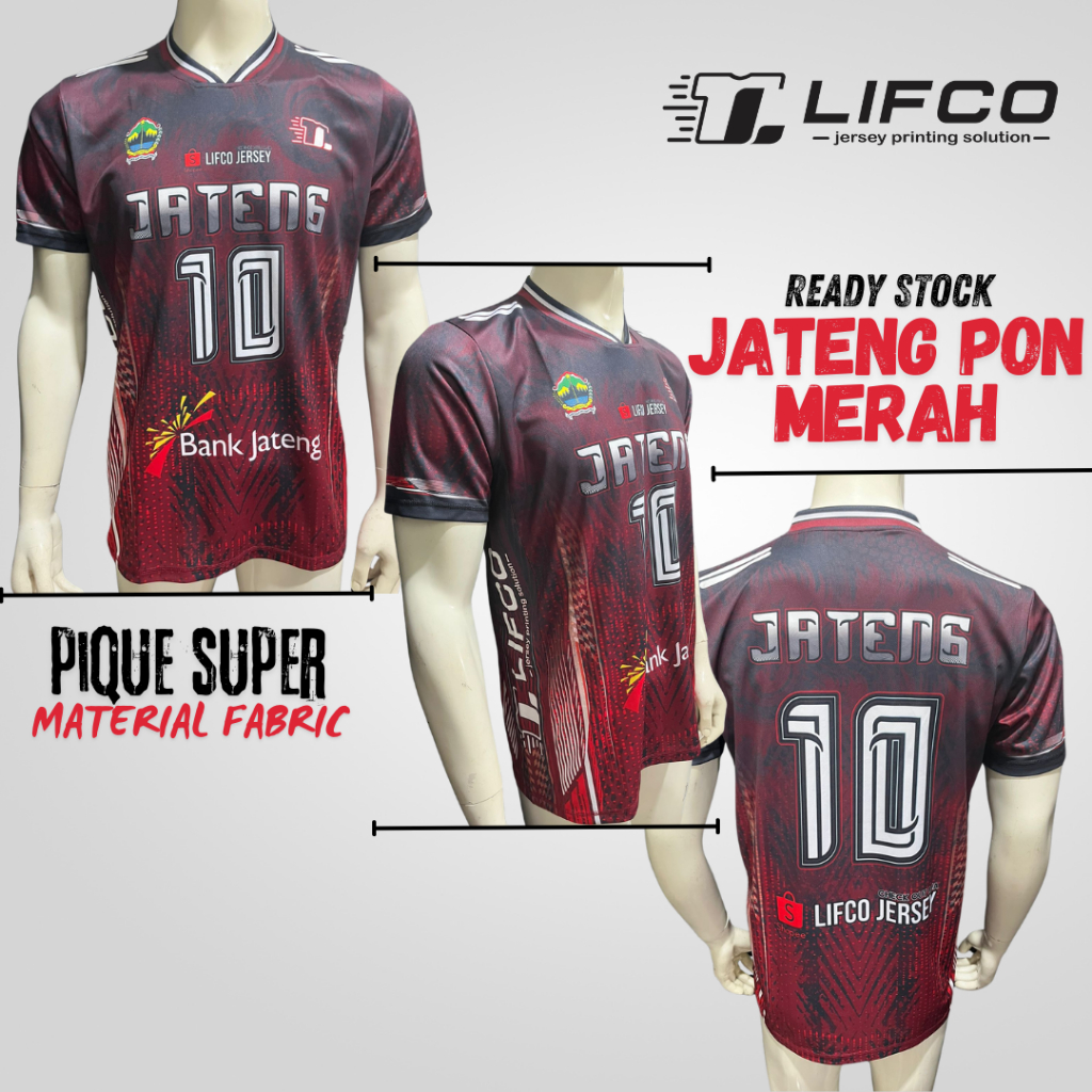 LIFCO JERSEY ORIGINAL PON JATENG MERAH SERIES (TIDAK BISA CUSTOM NAMA)