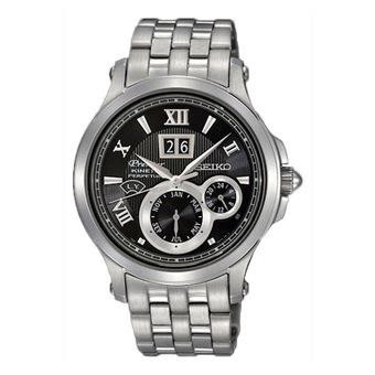 Seiko SNP053P1 Premier Kinetic Perpetual Silver Black
