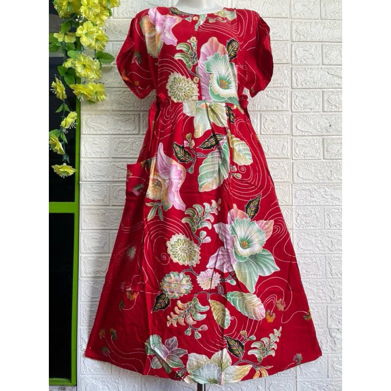 LONGDRESS 47 PANJANG SEMATA KAKI TALI SAMPING LENGAN PENDEK ASLI DASTER BATIK KENCANA UNGU LEBEL BIR