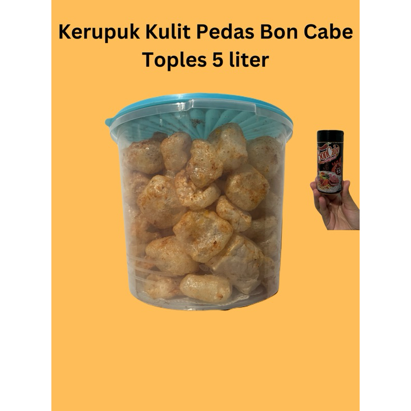 

Dorokdok Kerupuk Kulit Sapi Asli Pedas Toples 5 Liter