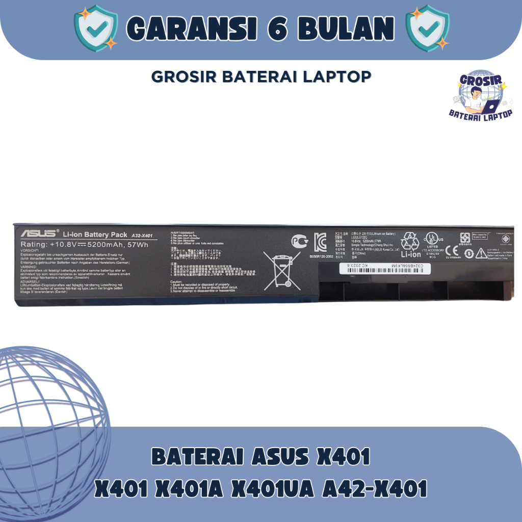 Baterai Batre Laptop Assus A32-X401 X401