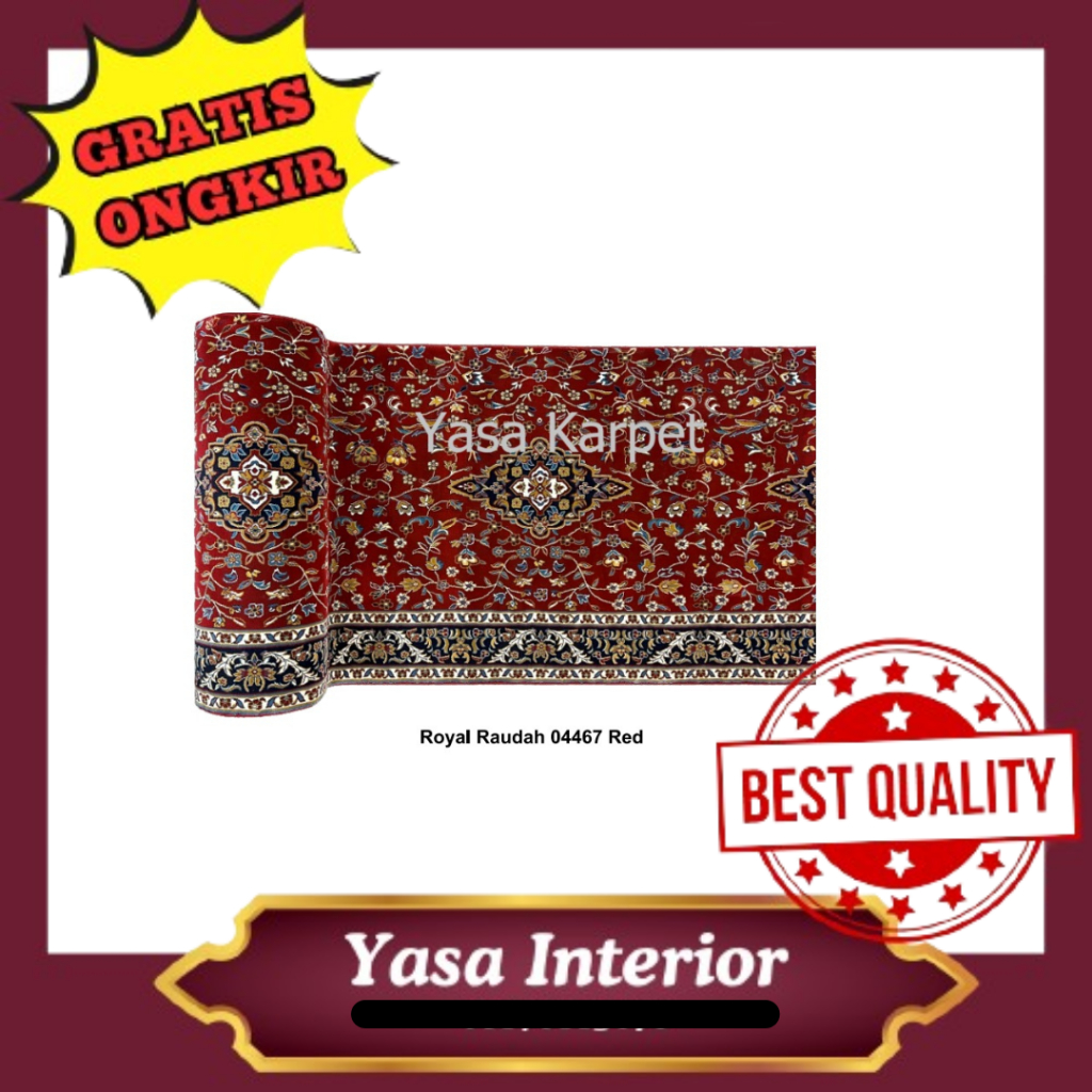 Karpet masjid Royal Raudah Tebal 20mm Made in Turky Warna Merah 4467