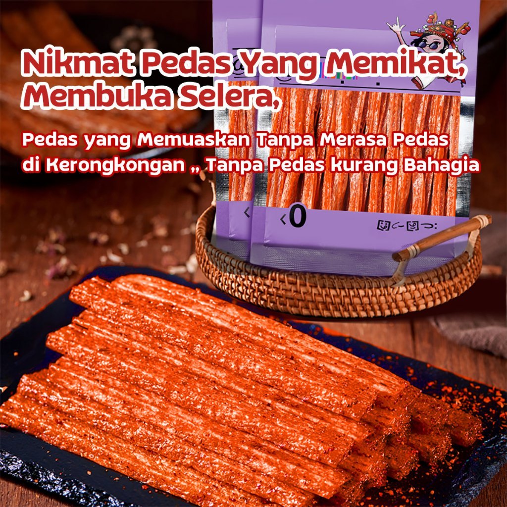 

HALAL SNACK IMPORT Snack Latiao vegetarian Cemilan Hot Spicy strip pedas cemilan viral big spicy stick strip pedas yummy keripik balado 92 gram