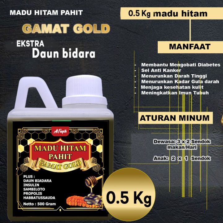 

Madu Hitam Pait plus Propolis Gamat emas 500 GR Asli Madu Herbal Obat Diabetes Jantung Kanker