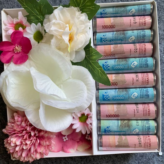 Buket Uang Asli Bisa Custom Nominal / Money Bouquet Aesthetic / Bucket Cantik Kado Ulang Tahun / Per
