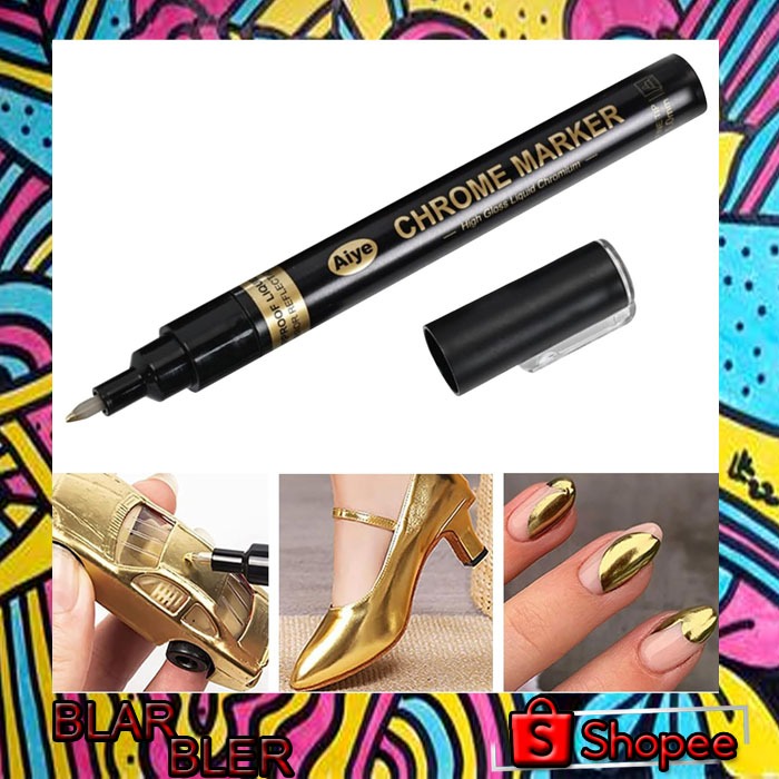 

Aiye Spidol Permanen Marker Metallic Chrome 3mm - AY-1003 - Golden