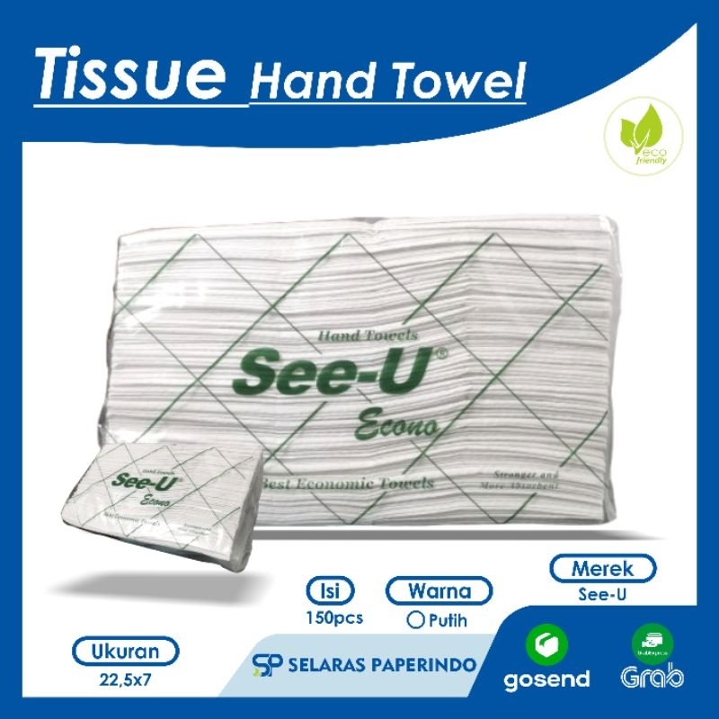 Tissue See U hand towel multifold eco green 150s premium - tissue serap minyak tissue cuci tangan - 