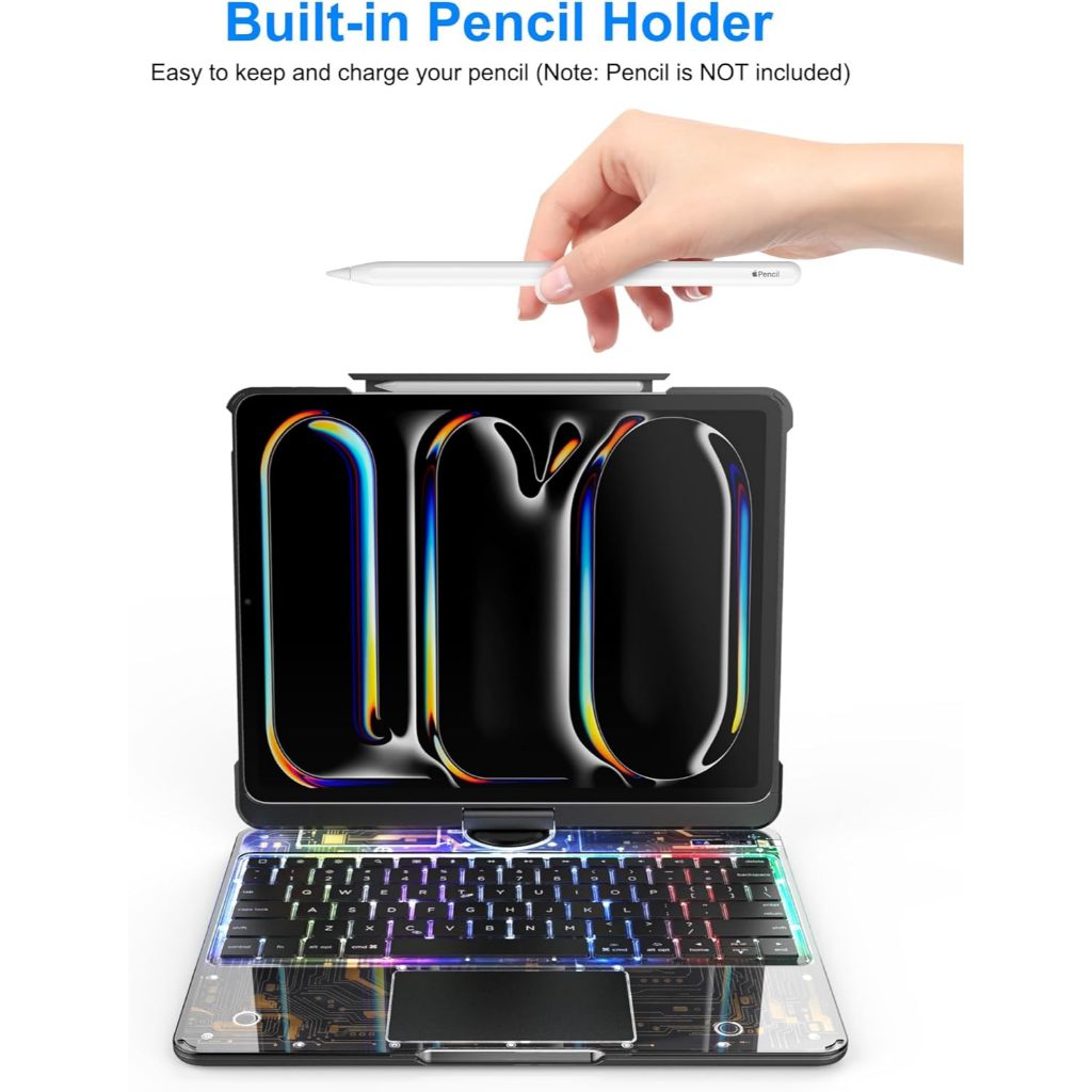 Case keyboard ipad air 6 m2 ipad air M3 control Transparan Pad Rotary Core ipad pro 11 m4 ipad pro 1