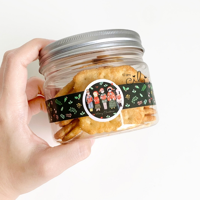 

(SC084) Stiker natal merry christmas GYTHA (JAM) untuk toples 350gr / toples jar tabung [isi 40]