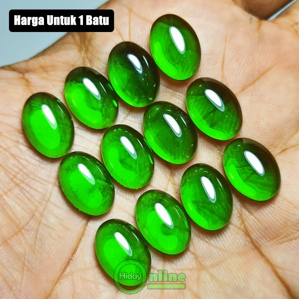 PERMATA ZAMRUD BIRON HIJAU OVAL SINTETIS