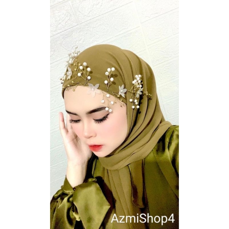 Headpiece Mutiara Bunga - Mahkota Murah - Aksesoris Hijab - Hiasan Wedding