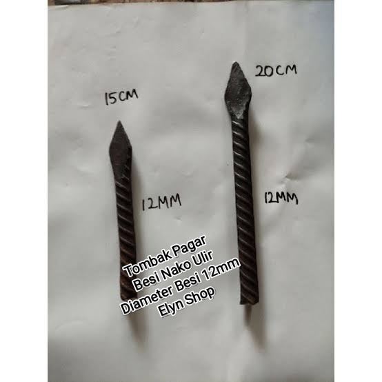 Tombak Pagar Besi Nako Ulir 12 mm Panjang 15cm / 20cm