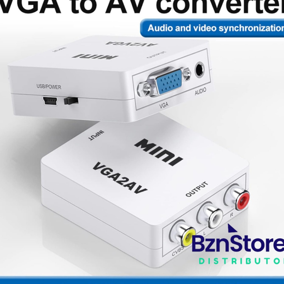 SENSASIONAL VGA2AV  CONVERTER VGA FEMALE TO AV FEMALE MINI  KABEL USB 5 PIN MALE  VGA2AV VGA to RCA 