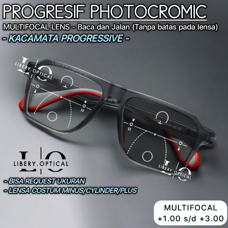 Kacamata Plus PROGRESIF Photocromic baca dan Jalan SPORT - PROGRESSIVE LENS baca dan jalan Pria&Wani