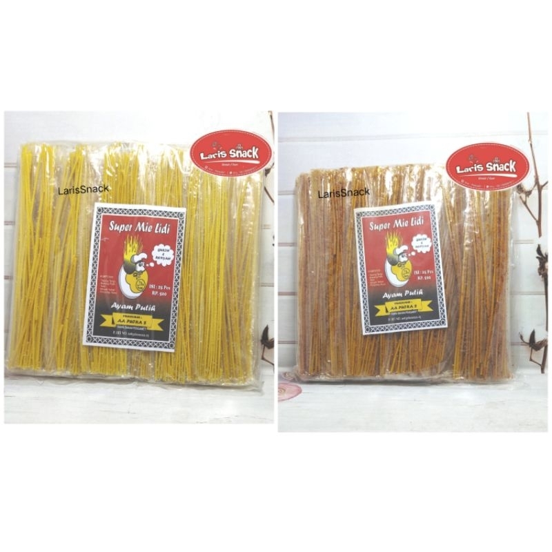 

Mie Lidi Cap Ayam Putih (Isi 25 Pcs) Cemilan Tradisional Jadul Enakkkk