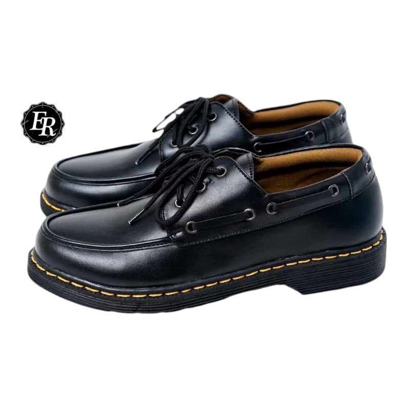 Erzu cole Sepatu Docmart Low Boots Pormal Pria Kerja Hitam