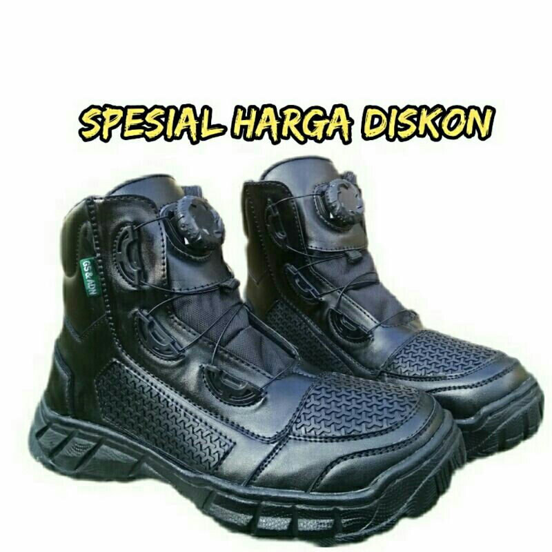 Sepatu PDL Tali Putar Pendek Model Sarang Tawon Sepatu PDL POLANTAS TALI PUTAR KULIT ASLI