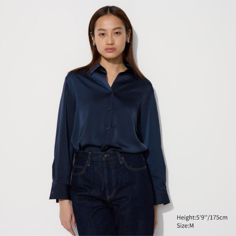 WOMEN Blus Satin Uniqlo | Satin Blouse jastip Uniqlo