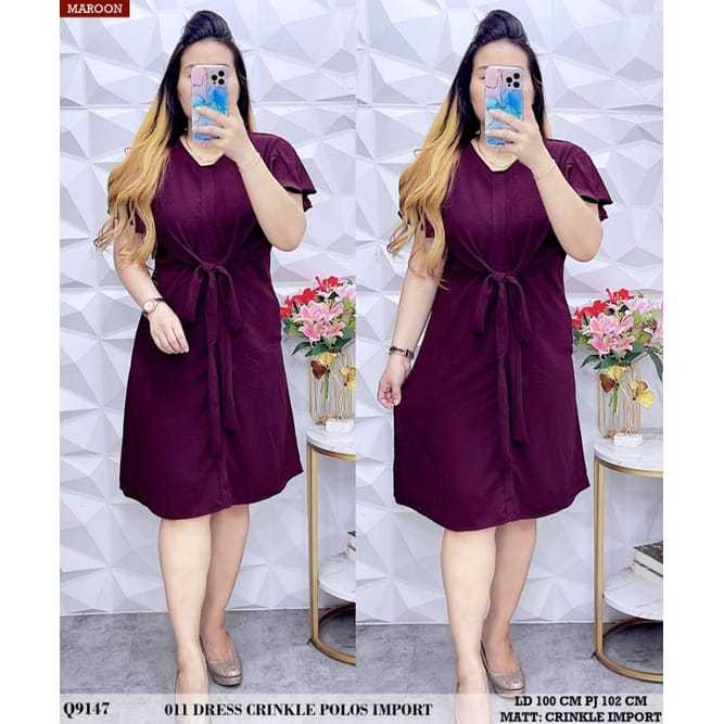 Mikayla Midi Dress Crinkle Airflow Premium Import// Dress Wanita Dewasa