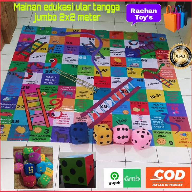 BOMBASTIS mainan ular tangga raksasa versi bahasa Inggrismainan karpet ular tangga jumbomainan eduka