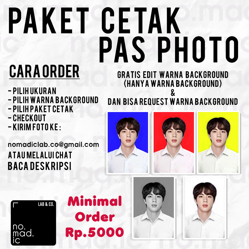Paket Cetak pas foto 2x3 3x4 4x6 2 x 3 x 4 x 6 5 x 7 print cuci photo sangat murah gratis edit backg