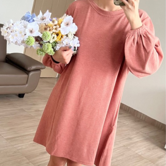 [ Iwear.Rui ] Nilo Knit Dress にぉ / Dress Baju Panjang Lengan / Baju Hamil Korea Wanita Bahan Rajut K