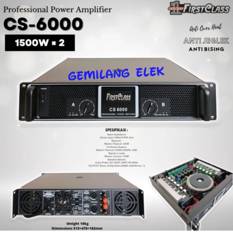 Power Amplifier FIRSTCLASS CS 6000 ( 1500 Watt x 2) Original