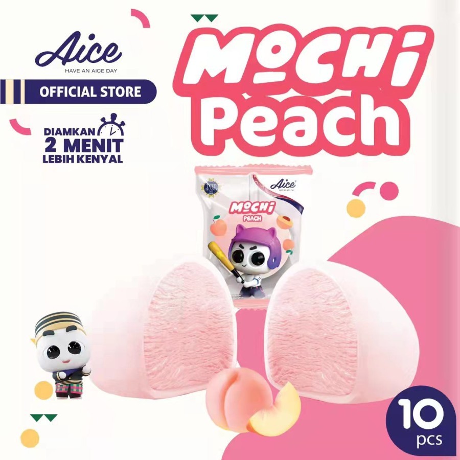 

Aice Ice Cream Mochi Peach Es Krim (isi 10 pcs) eskrim 10pcs