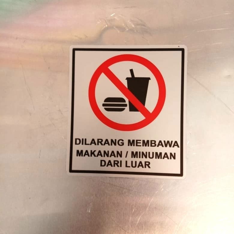 

SIGN LABEL DILARANG MEMBAWA MAKANAN DAN MINUMAN UK 8X9CM