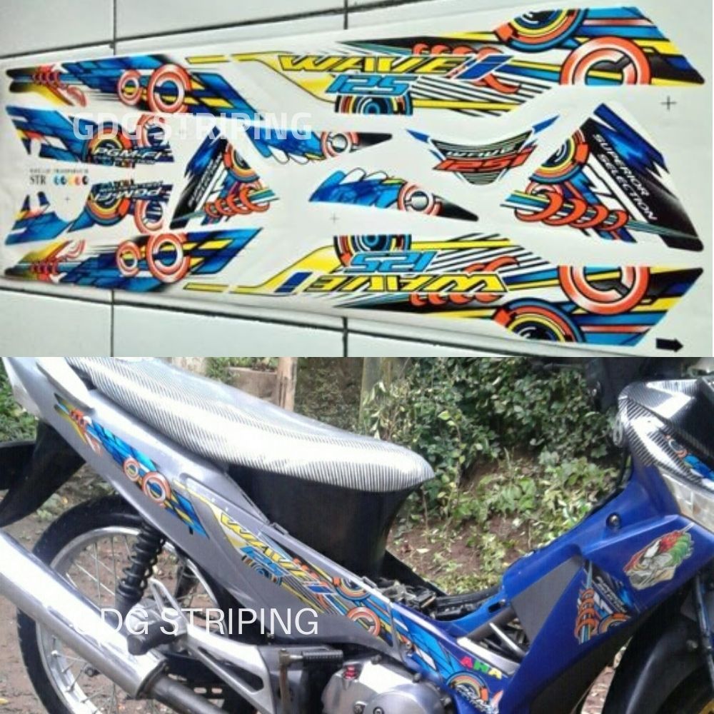 Striping Stiker Variasi Transparan Supra X 125 Karbu Lama Wave i 125 Murah