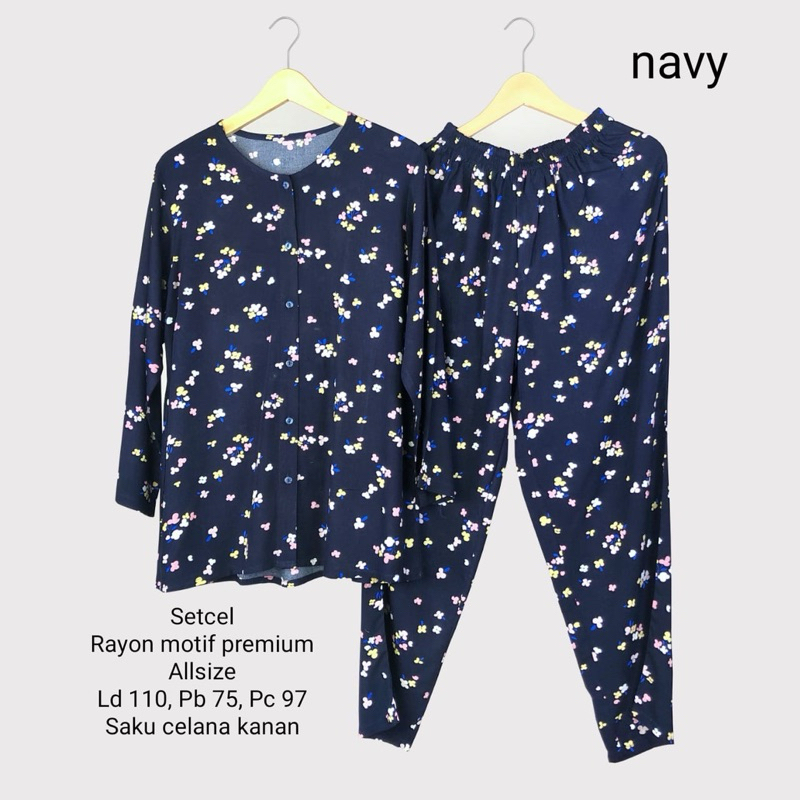 Boshe Wear - One Set Piyama Wanita Katun Rayon Premium Motif Lengan Panjang Banyak Warna FLO-HPJ-001