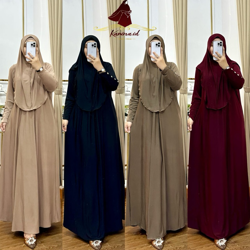 Inara Gamis Set Hijab Ciput Syari S-5XL muat Big Size Ld 140 (5500)