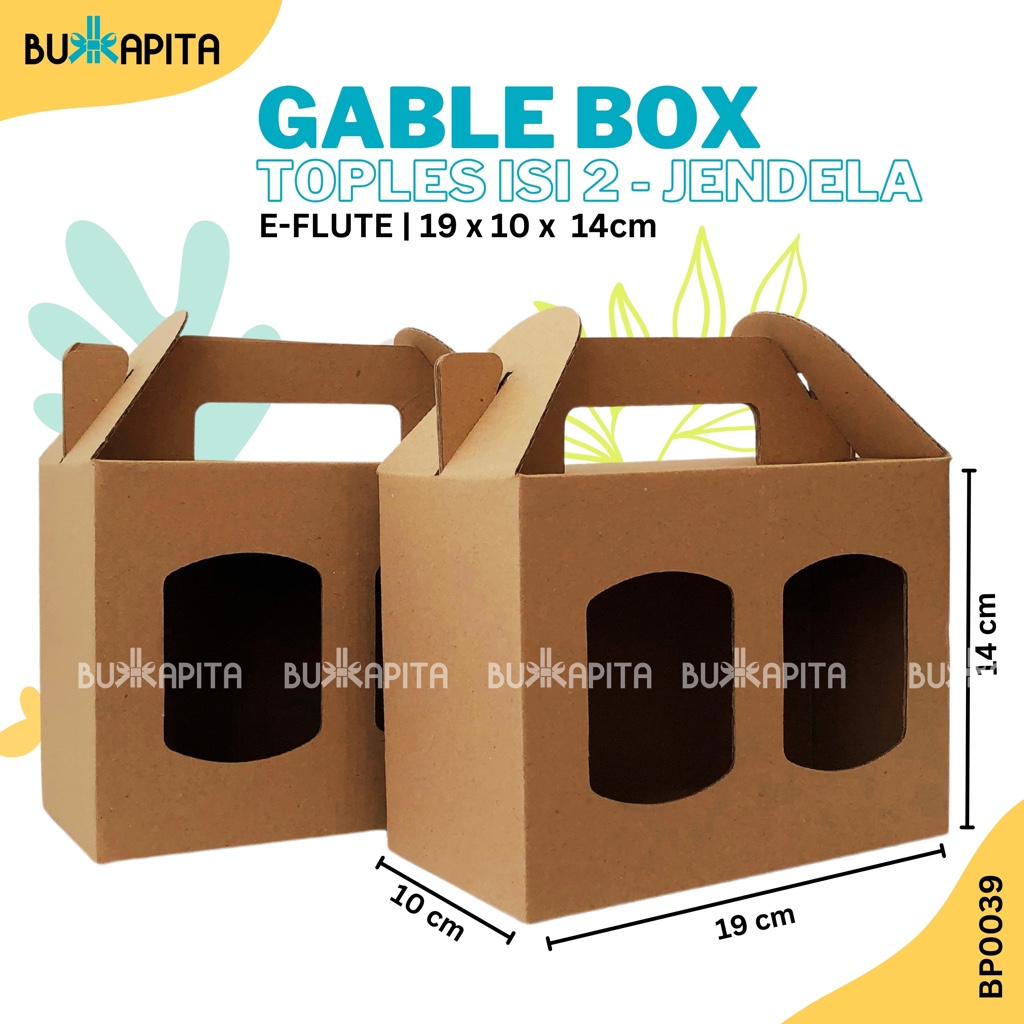 

Gable box isi 2 toples tabung 800gr/Box jinjing toples tabung/E-flute singe wall