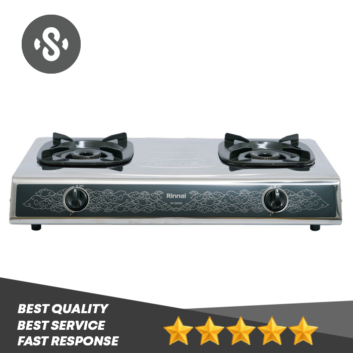 KOMPOR GAS RINNAI RI522SS / RI -522SS / RI522-SS (2 TUNGKU/STAINLESS)